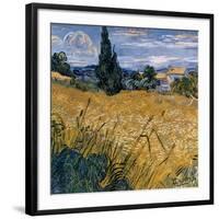 Champ de blé vert avec cypres (Détail)-Vincent van Gogh-Framed Art Print