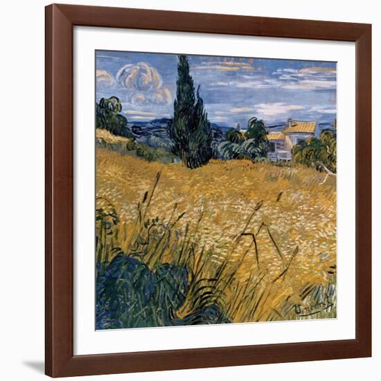 Champ de blé vert avec cypres (Détail)-Vincent van Gogh-Framed Art Print