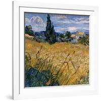 Champ de blé vert avec cypres (Détail)-Vincent van Gogh-Framed Art Print