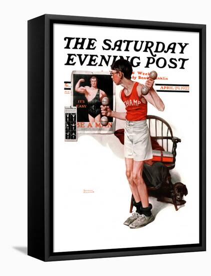 "Champ" or "Be a Man" Saturday Evening Post Cover, April 29,1922-Norman Rockwell-Framed Stretched Canvas