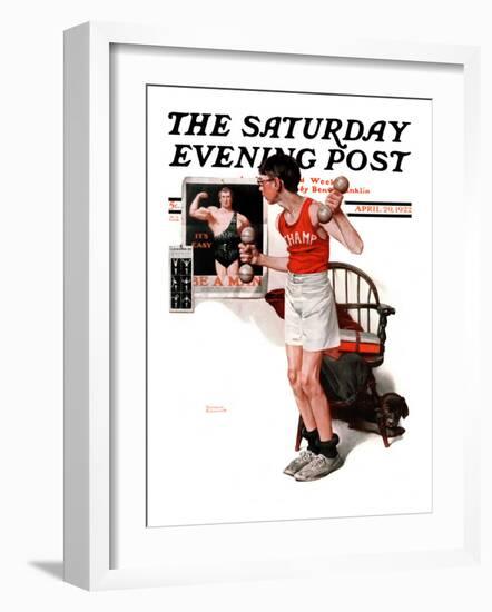 "Champ" or "Be a Man" Saturday Evening Post Cover, April 29,1922-Norman Rockwell-Framed Premium Giclee Print