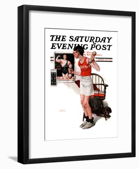 "Champ" or "Be a Man" Saturday Evening Post Cover, April 29,1922-Norman Rockwell-Framed Giclee Print