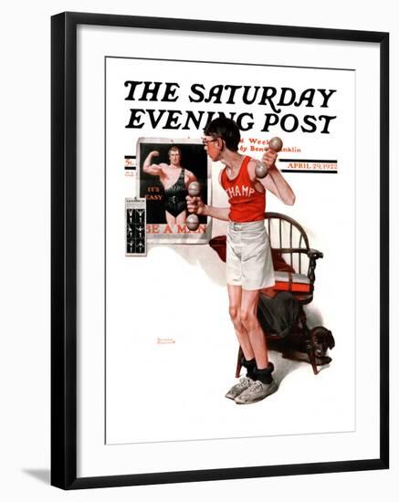 "Champ" or "Be a Man" Saturday Evening Post Cover, April 29,1922-Norman Rockwell-Framed Giclee Print