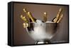 Champagne Bottles in an Ice Bucket-null-Framed Stretched Canvas