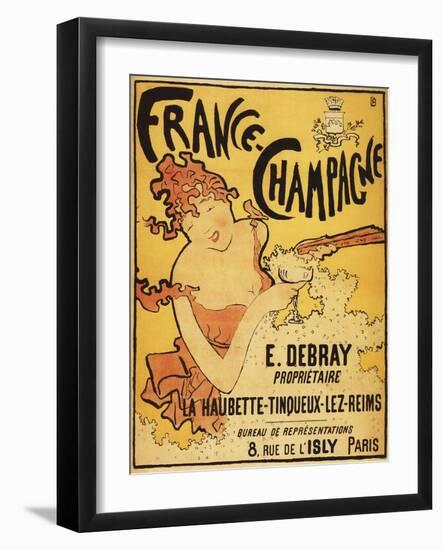 Champagne, France - E. Debray Champagne Advertisement Poster-Lantern Press-Framed Art Print