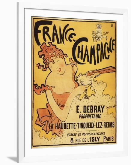 Champagne, France - E. Debray Champagne Advertisement Poster-Lantern Press-Framed Art Print