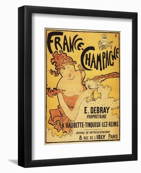 Champagne, France - E. Debray Champagne Advertisement Poster-Lantern Press-Framed Art Print