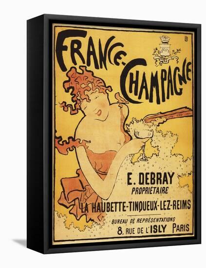 Champagne, France - E. Debray Champagne Advertisement Poster-Lantern Press-Framed Stretched Canvas