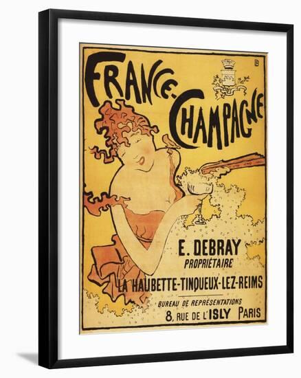 Champagne, France - E. Debray Champagne Advertisement Poster-Lantern Press-Framed Art Print