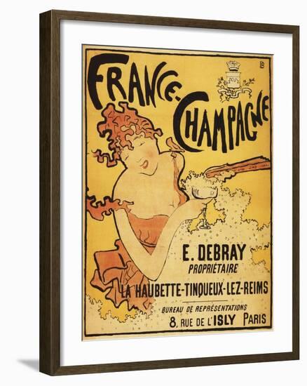 Champagne, France - E. Debray Champagne Advertisement Poster-Lantern Press-Framed Art Print