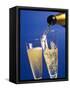 Champagne glass and bottle-null-Framed Stretched Canvas