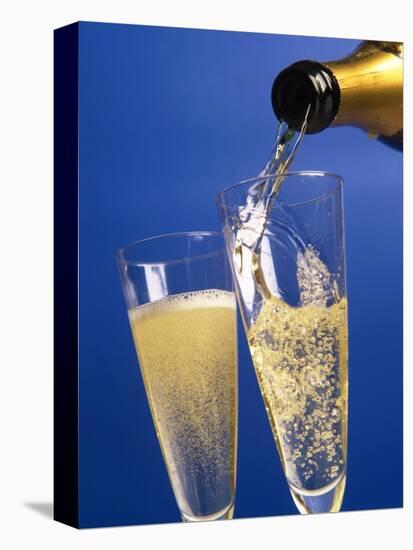 Champagne glass and bottle-null-Stretched Canvas