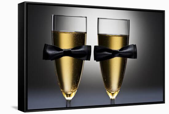 Champagne Glasses with Conceptual Same Sex Decoration-Alfred Cats-Framed Stretched Canvas