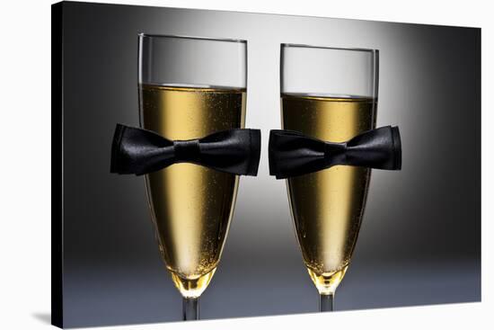 Champagne Glasses with Conceptual Same Sex Decoration-Alfred Cats-Stretched Canvas
