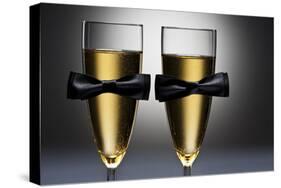 Champagne Glasses with Conceptual Same Sex Decoration-Alfred Cats-Stretched Canvas