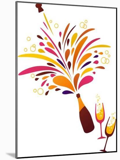 Champagne Splash Clean Funky Background-Marish-Mounted Art Print