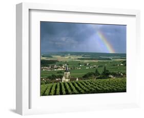 Champagne Vineyards and Rainbow, Ville-Dommange, Near Reims, Champagne, France, Europe-Stuart Black-Framed Photographic Print