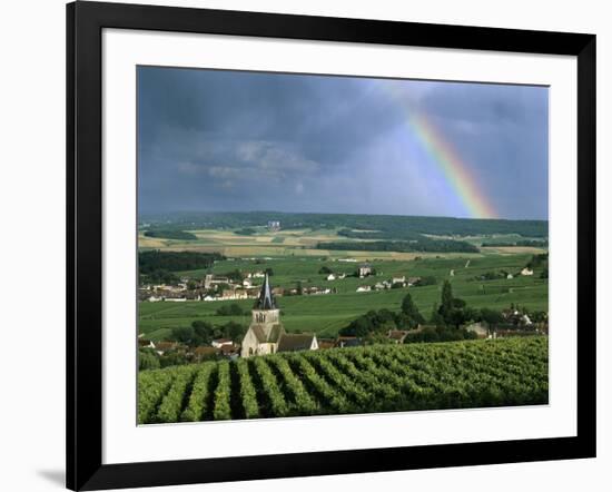 Champagne Vineyards and Rainbow, Ville-Dommange, Near Reims, Champagne, France, Europe-Stuart Black-Framed Photographic Print