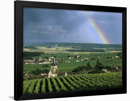 Champagne Vineyards and Rainbow, Ville-Dommange, Near Reims, Champagne, France, Europe-Stuart Black-Framed Photographic Print