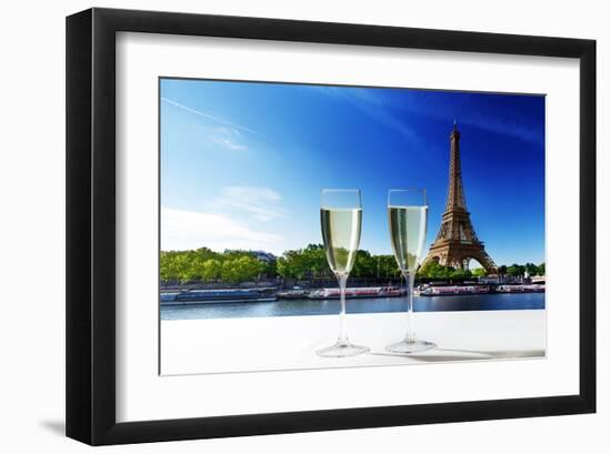 Champaign Glasses Eiffel Tower-null-Framed Art Print