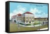 Champaign, Illinois, Exterior View of Illinois Central Train Station, "City of Miami" Express-Lantern Press-Framed Stretched Canvas