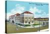 Champaign, Illinois, Exterior View of Illinois Central Train Station, "City of Miami" Express-Lantern Press-Stretched Canvas