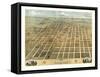 Champaign, Illinois - Panoramic Map-Lantern Press-Framed Stretched Canvas