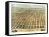 Champaign, Illinois - Panoramic Map-Lantern Press-Framed Stretched Canvas