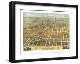 Champaign, Illinois - Panoramic Map-Lantern Press-Framed Art Print