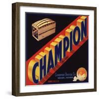 Champion Brand - Redlands, California - Citrus Crate Label-Lantern Press-Framed Art Print