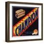 Champion Brand - Redlands, California - Citrus Crate Label-Lantern Press-Framed Art Print