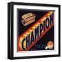 Champion Brand - Redlands, California - Citrus Crate Label-Lantern Press-Framed Art Print