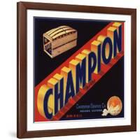 Champion Brand - Redlands, California - Citrus Crate Label-Lantern Press-Framed Art Print