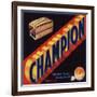 Champion Brand - Redlands, California - Citrus Crate Label-Lantern Press-Framed Art Print