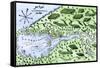Champlain's 1613 Map of His Settlement at Port Royal, Now Annapolis Royal, Nova Scotia, Canada-null-Framed Stretched Canvas