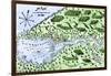 Champlain's 1613 Map of His Settlement at Port Royal, Now Annapolis Royal, Nova Scotia, Canada-null-Framed Giclee Print