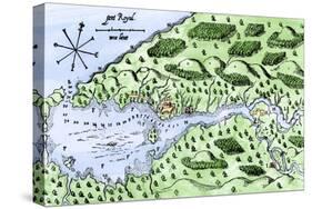 Champlain's 1613 Map of His Settlement at Port Royal, Now Annapolis Royal, Nova Scotia, Canada-null-Stretched Canvas