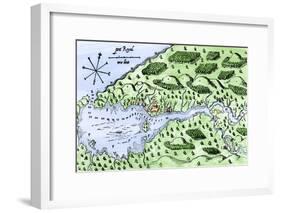 Champlain's 1613 Map of His Settlement at Port Royal, Now Annapolis Royal, Nova Scotia, Canada-null-Framed Giclee Print