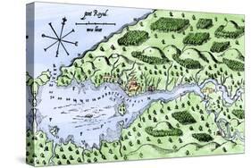 Champlain's 1613 Map of His Settlement at Port Royal, Now Annapolis Royal, Nova Scotia, Canada-null-Stretched Canvas
