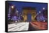 Champs Elysees and Arc De Triomphe at Christmas, Paris, Ile De France, France, Europe-Markus Lange-Framed Stretched Canvas