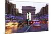 Champs Elysees and Arc de Triomphe at Christmastime, Paris, France, Europe-Hans-Peter Merten-Mounted Photographic Print