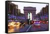 Champs Elysees and Arc de Triomphe at Christmastime, Paris, France, Europe-Hans-Peter Merten-Framed Stretched Canvas