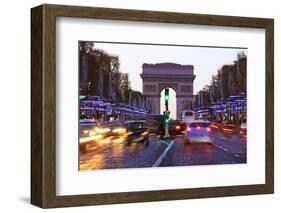 Champs Elysees and Arc de Triomphe at Christmastime, Paris, France, Europe-Hans-Peter Merten-Framed Photographic Print