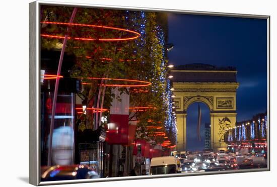 Champs Elysees and Arc De Triomphe at Dusk, Paris, France, Europe-Charles Bowman-Framed Photographic Print