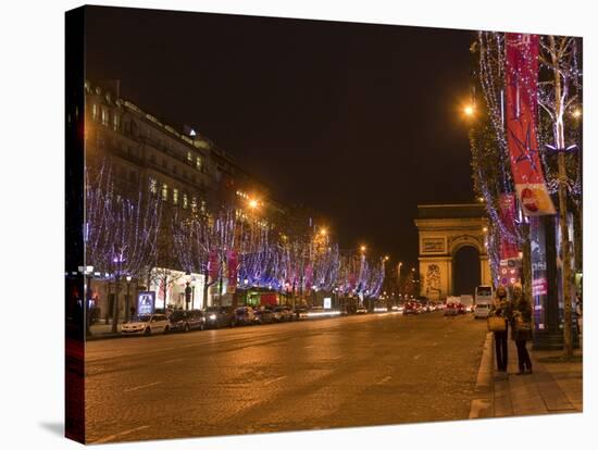 Champs Elysees at Christmas Time, Paris, France, Europe-Marco Cristofori-Stretched Canvas