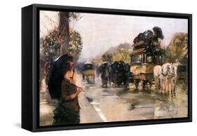 Champs Elysées Paris-Childe Hassam-Framed Stretched Canvas