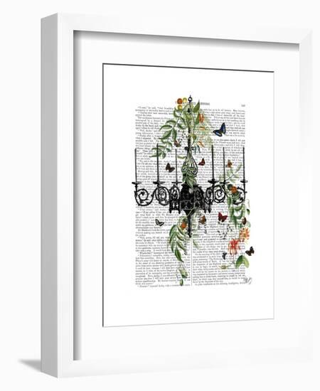 Chandelier with Vines and Butterflies-Fab Funky-Framed Art Print