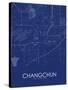 Changchun, China Blue Map-null-Stretched Canvas