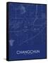 Changchun, China Blue Map-null-Framed Stretched Canvas