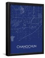 Changchun, China Blue Map-null-Framed Poster